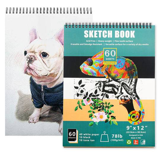 KALOUR Sketchbook,9x12 Inches 60 Sheet Sketchpad 78lb/100gsm(2 Pack)