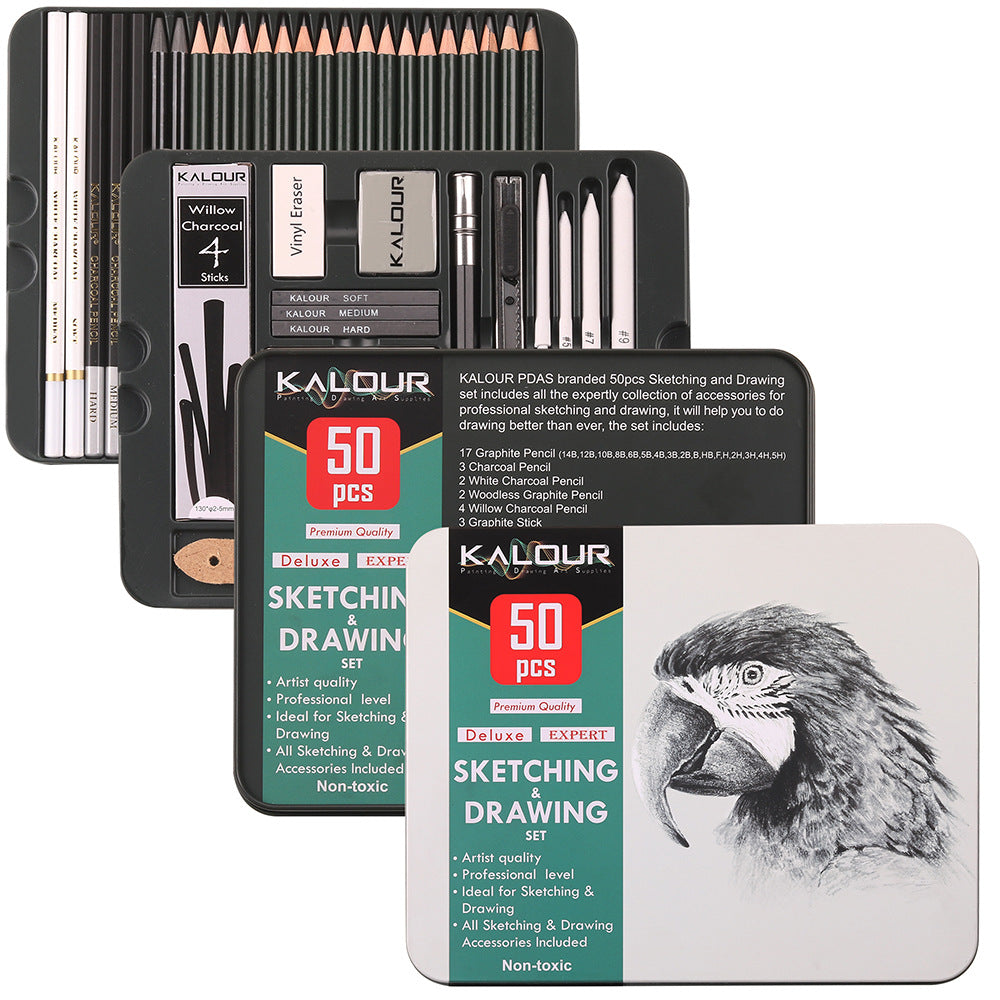 KALOUR 52 Pieces Art Drawing Sketching Pencil Kit with 2 Sketchbooks