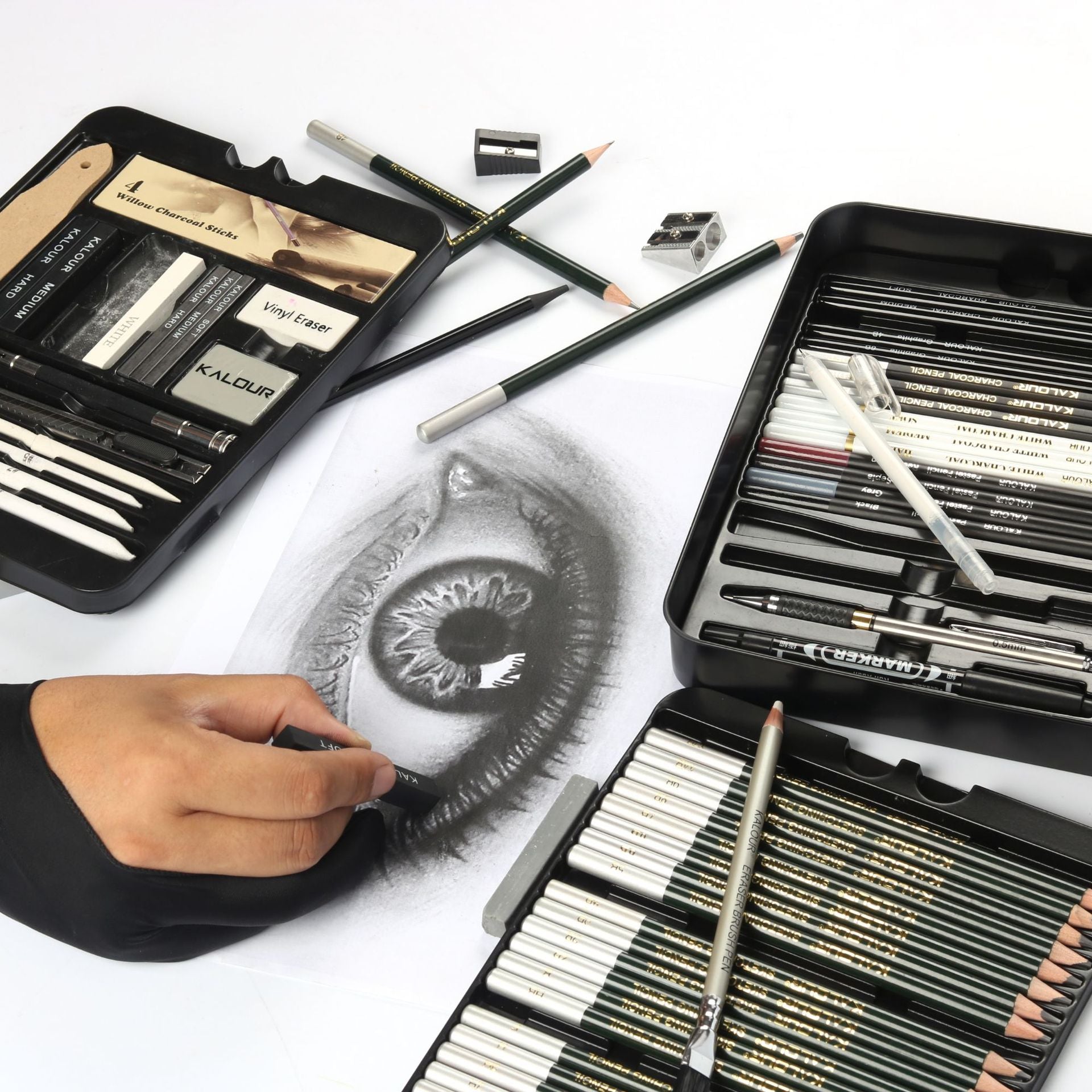 KALOUR 70 Pack Art Supplies Sketching Drawing Pencils Set Tin Box