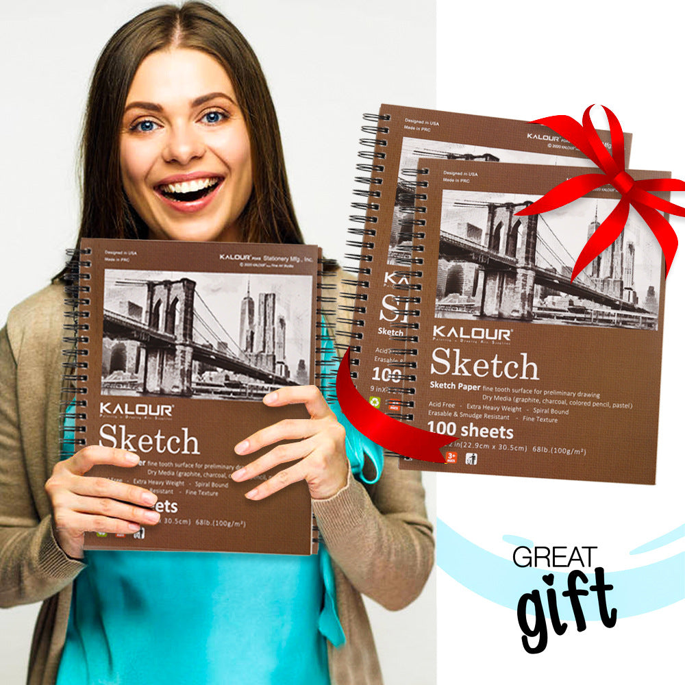 KALOUR Sketchpad 9X12" Inch (68lb/100g),100 Sheets Paper(2 Pack)
