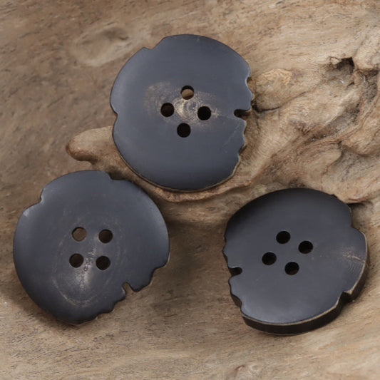 Antique Distressed Charred Yellow Horn Buttons 10 Pack
