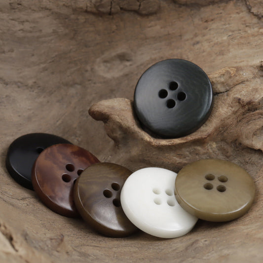 Corozo Nut Buttons Wide Border Round 10 Pack
