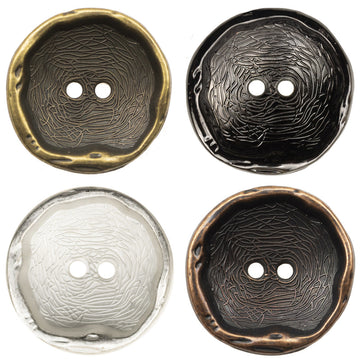 Irreguläre Metallknöpfe, 2-Loch-Design aus Zinklegierung, Silber, Bronze und Gun Black (4er)