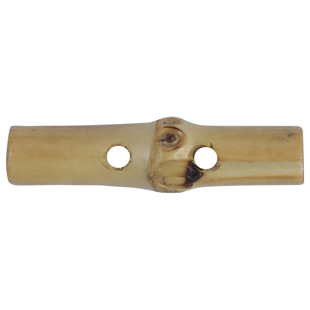 Irregular bamboo knot toggle button with two round holes, light tan beige