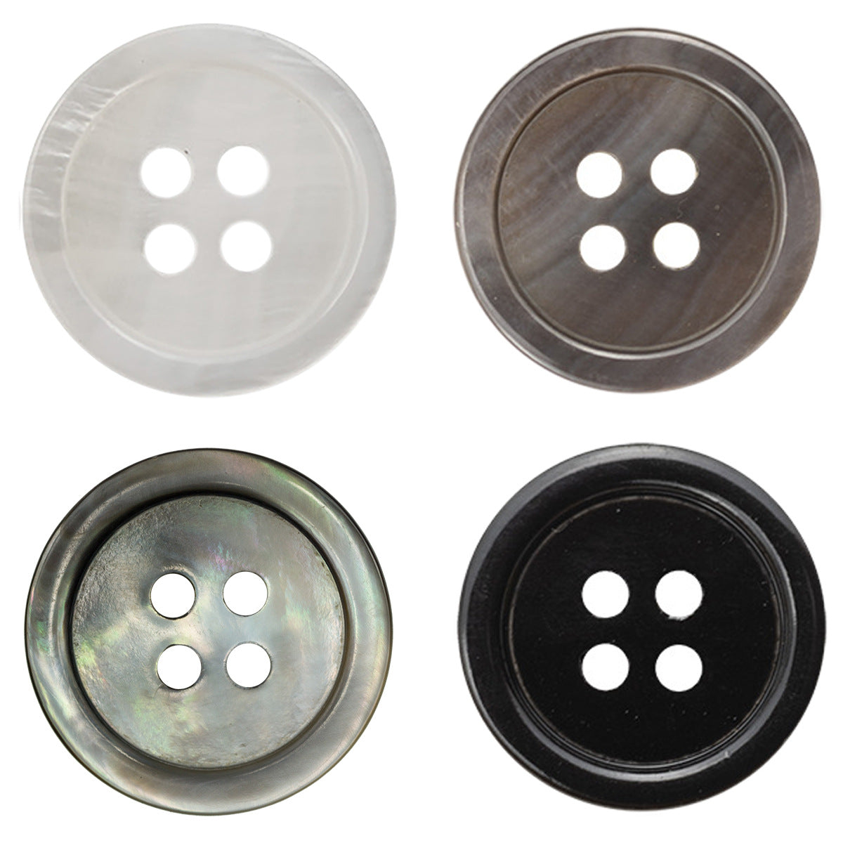 Flat 4-hole butterfly shell button, off-white, 10-pack