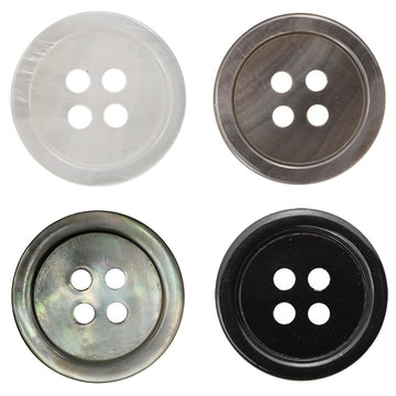 Flat 4-hole butterfly shell button, off-white, 10-pack