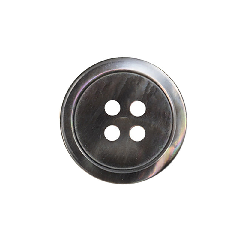 Flat 4-hole butterfly shell button, iridescent mother-of-pearl look