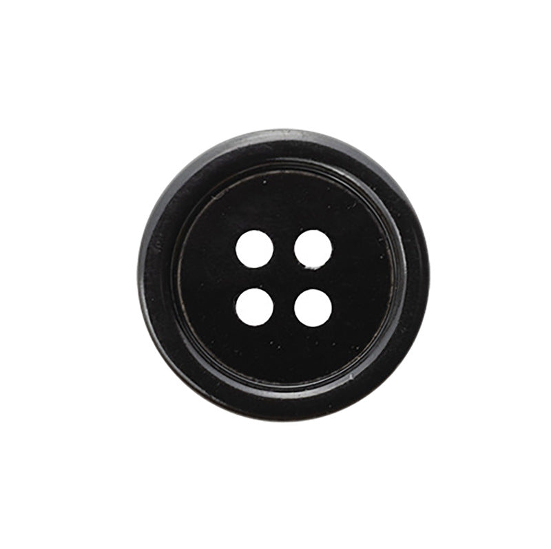 Flat 4-hole butterfly shell button, black
