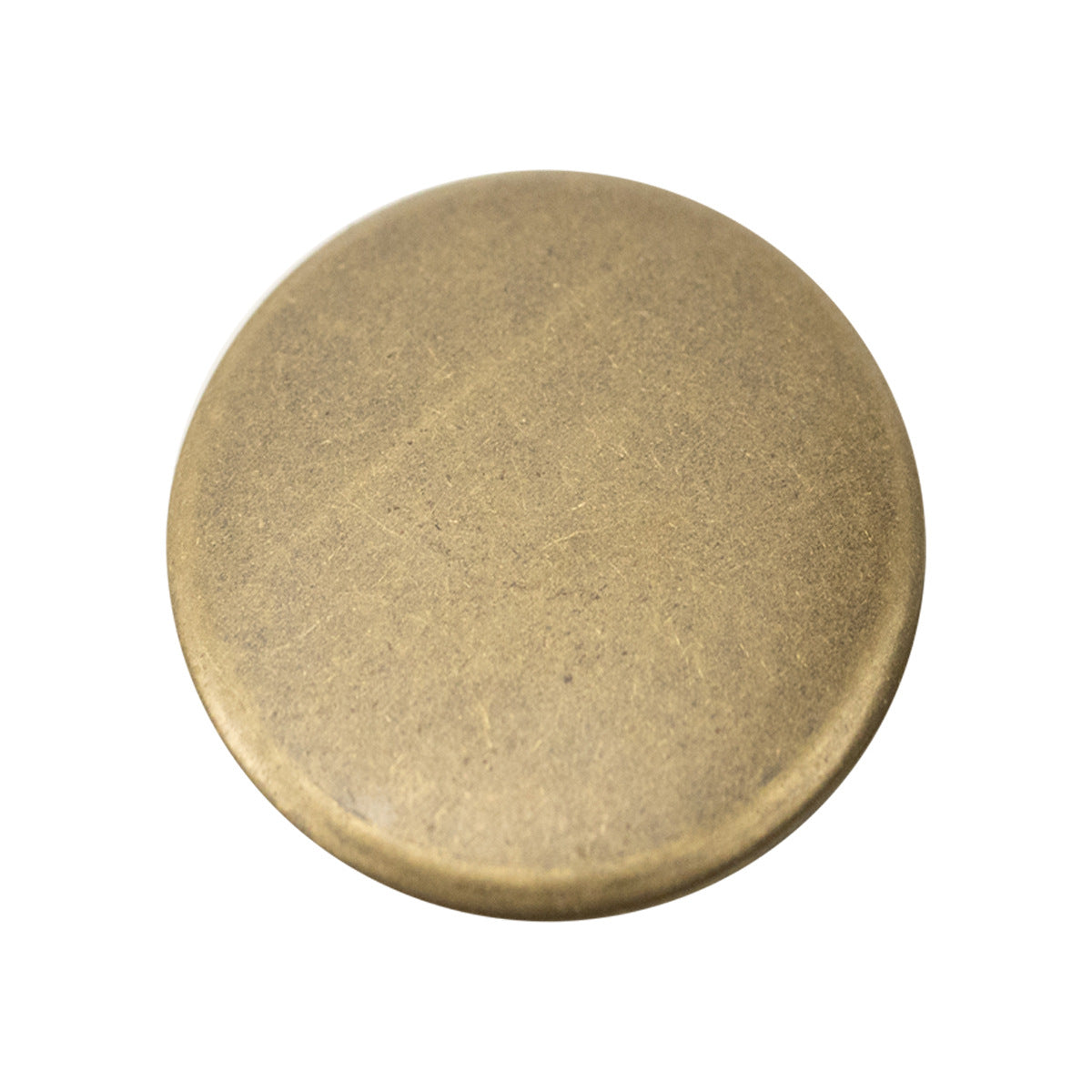 Round shiny metal button, gold tone, vintage hollow shank design