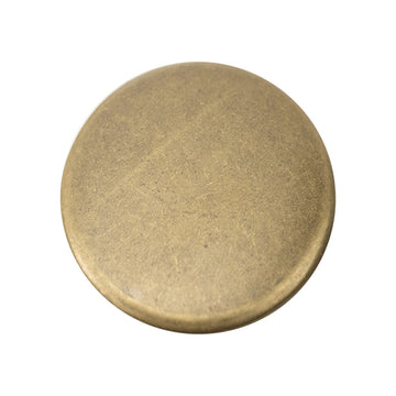 Round shiny metal button, gold tone, vintage hollow shank design