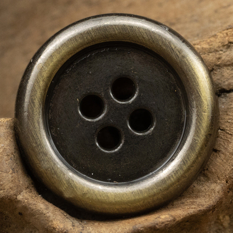 Round 4-hole metal button with red bronze finish and four holes