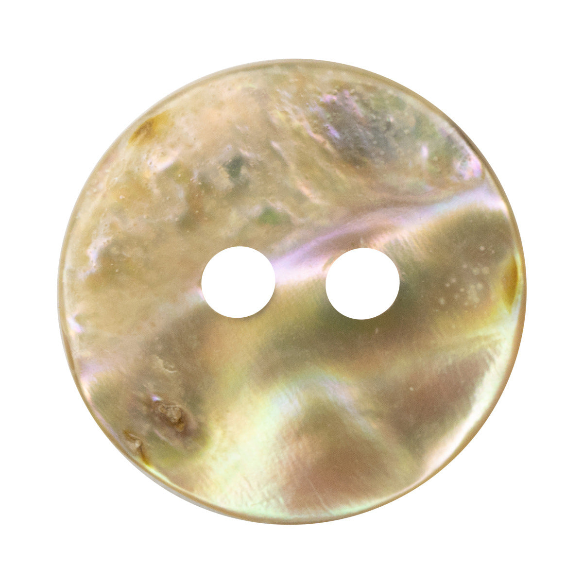 Natural abalone shell button, irregular curved shape with 2 holes