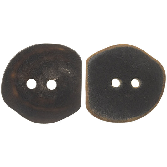 Vintage Burned Black Irregular Two-Hole Horn Buttons,10PCS