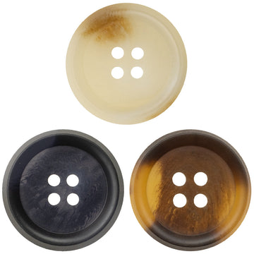 Beige double-sided resin flat buttons, 4-hole, 20-pack
