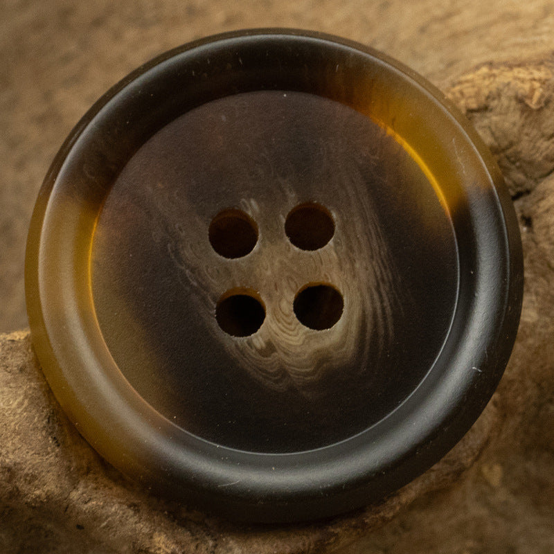 Coffee double-sided resin flat button, 4-hole, tortoiseshell-toned