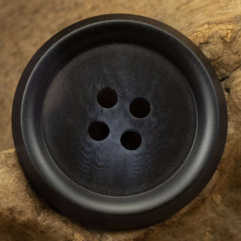 Blue double-sided resin flat button, 4-hole, tortoiseshell-toned