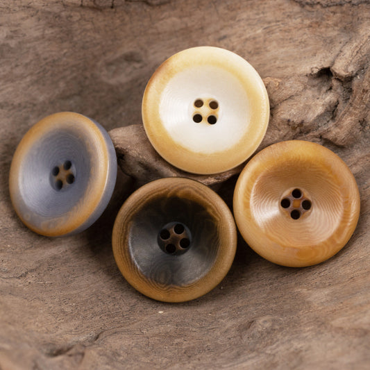 Vintage Burnt Natural Palm Fruit Corozo Buttons Round 10PCS