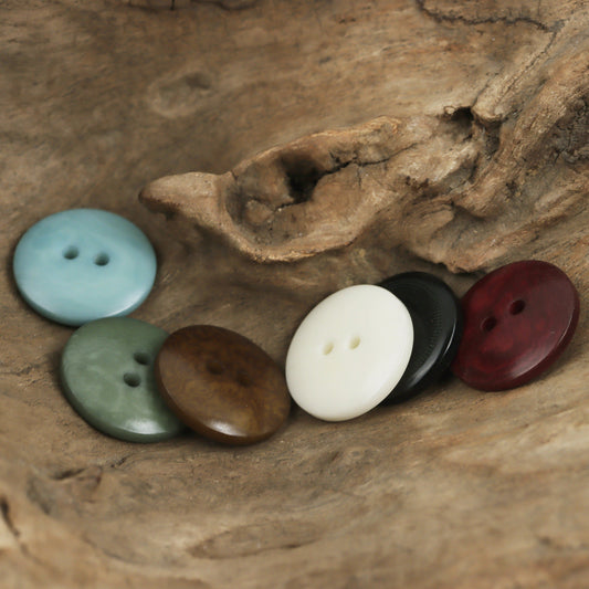 Vintage Round Polka Dot Natural Palm Fruit Corozo Buttons 10 Pack