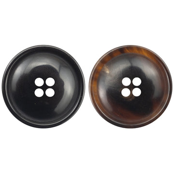 Natural horn round buttons, black finish, 4-hole style for tang suits