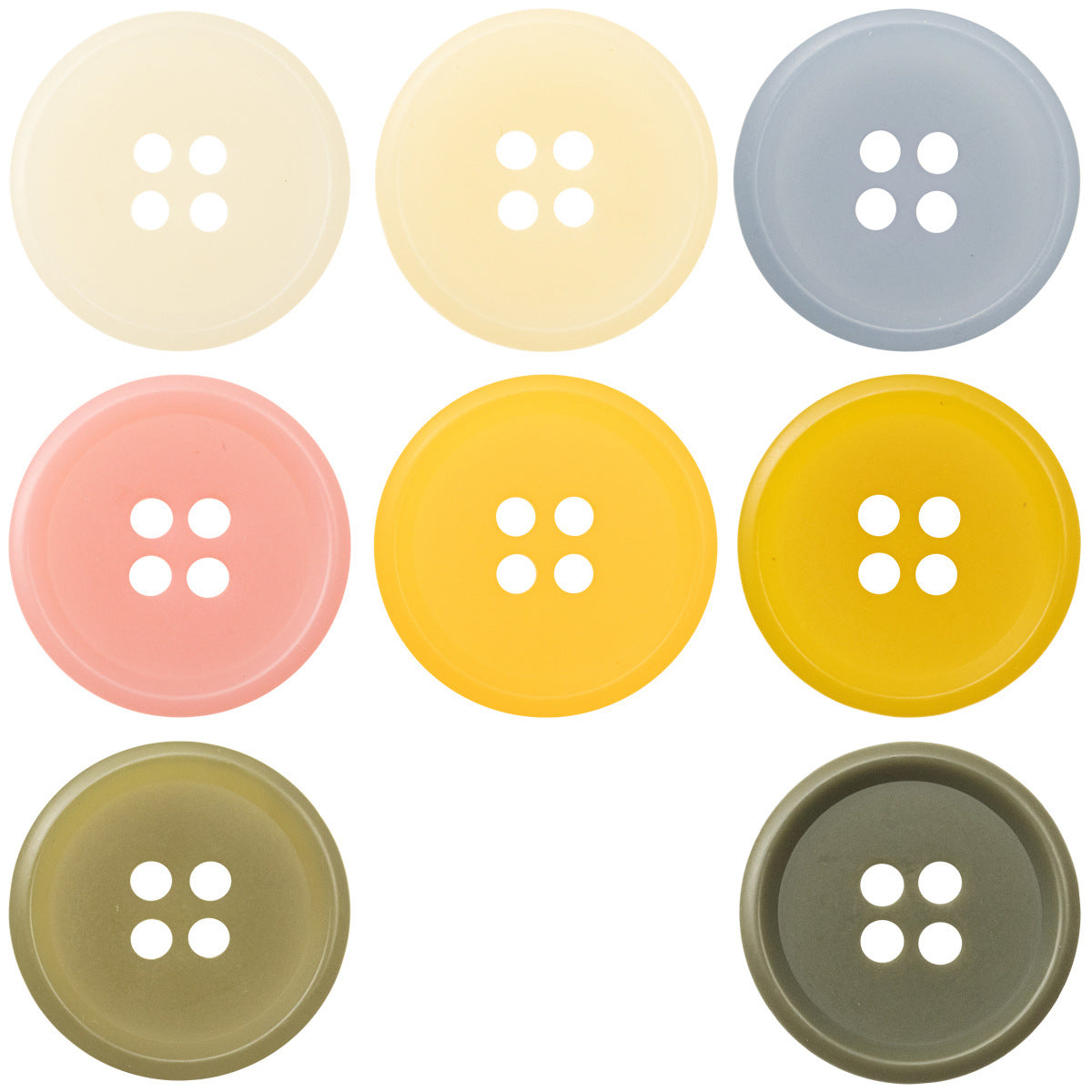 Pastell Resin-Flachknöpfe (20er), 4 Löcher, Mixfarben: Weiß, Beige, Blau, Pink, Gelb, Orange