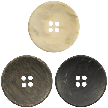 Milk White matte resin button, bowl shape, four holes, imitation wood grain