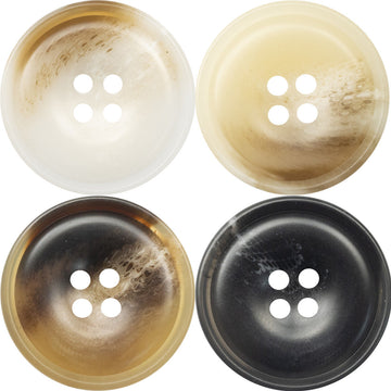 Runde Resin-Knöpfe wie Horn, 20er Set: Chocolate, Beige, White & Black