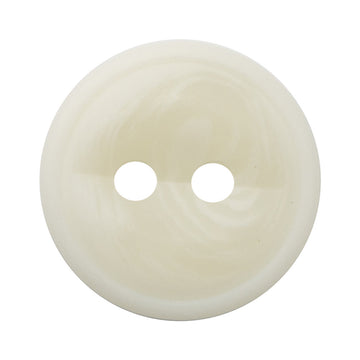 White resin button, 2-hole fish-eye shape, thin edge, close-up