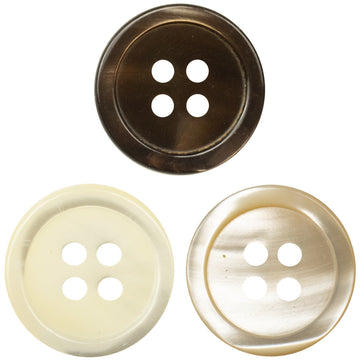Muschelknöpfe: dunkelbraun, beige/creme und hellbraun, je 4 Löcher
