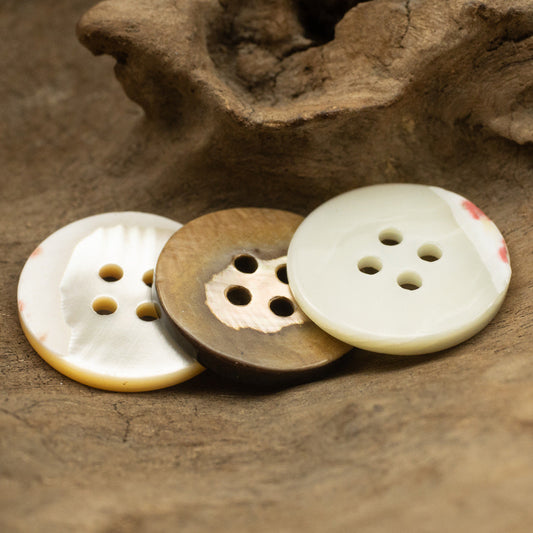 Natural Shell Buttons for High-End Custom Shirts - 6pcs