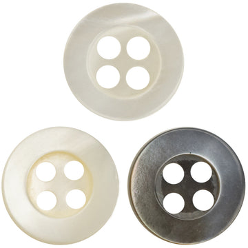 Schalenknöpfe 11,5 mm mit breitem Rand: off-white und dunkel, 4 Löcher