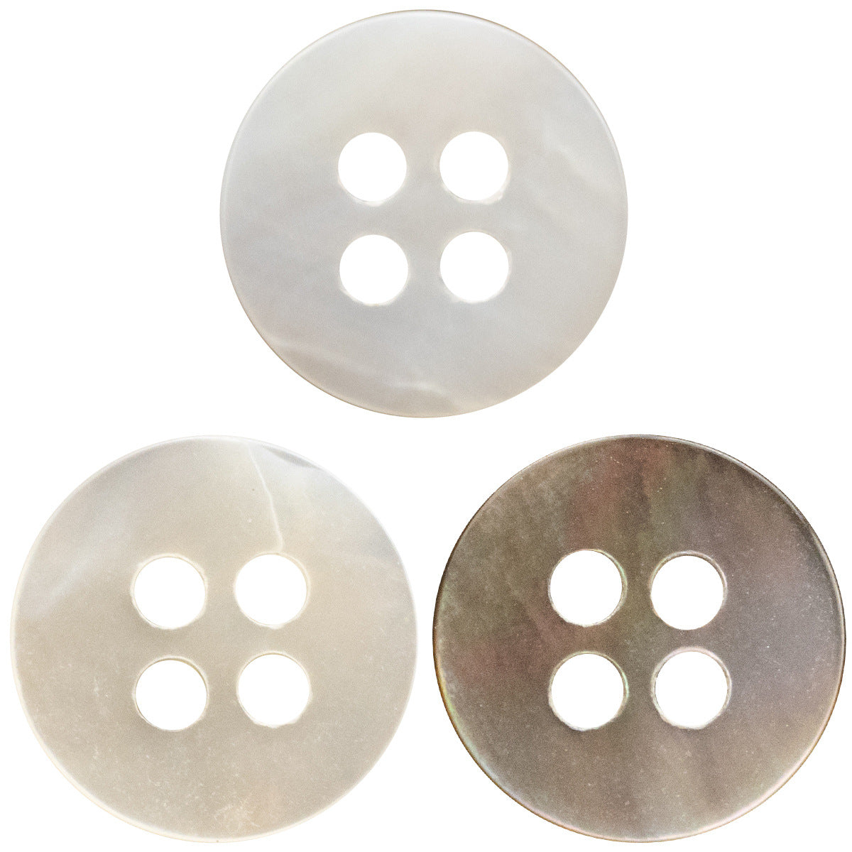 Natural pearl shell buttons, double flat, four-hole design, assorted colors