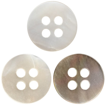 Natural pearl shell buttons, double flat, four-hole design, assorted colors