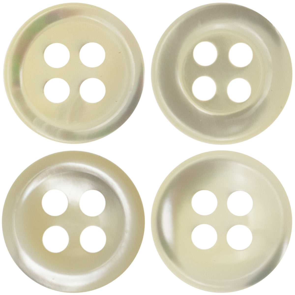 Beige 4-hole shell button, smooth round face