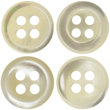 Beige 4-hole shell button, smooth round face