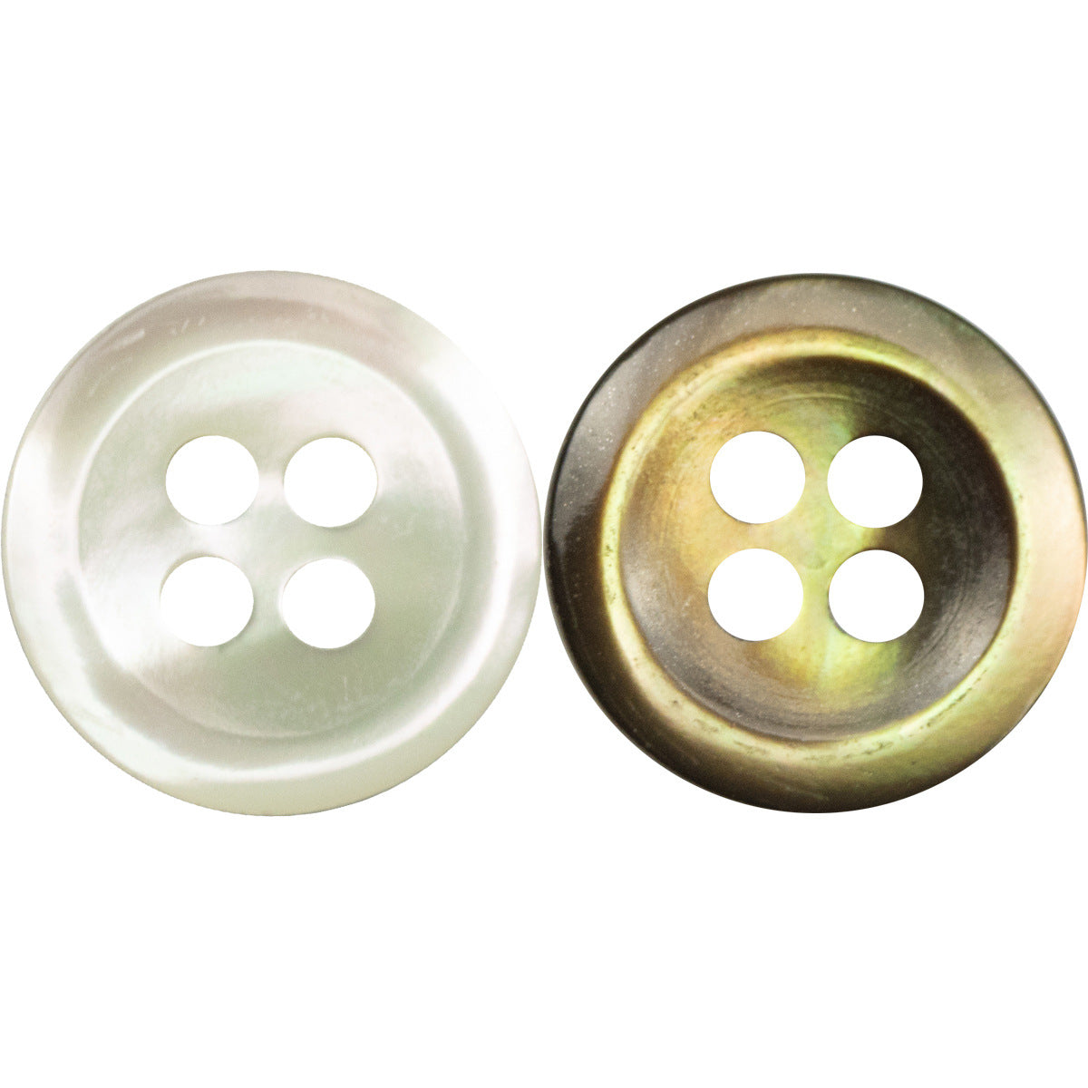 11.5mm shell buttons: beige & coffee, four-hole, natural ink-blend, 5pcs