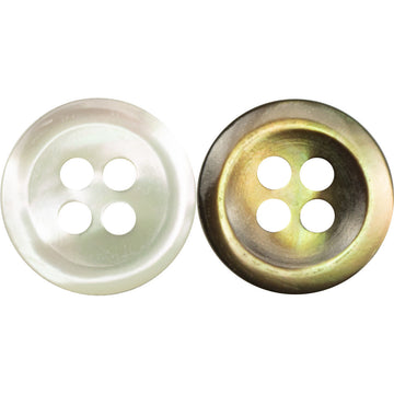 11.5mm shell buttons: beige & coffee, four-hole, natural ink-blend, 5pcs