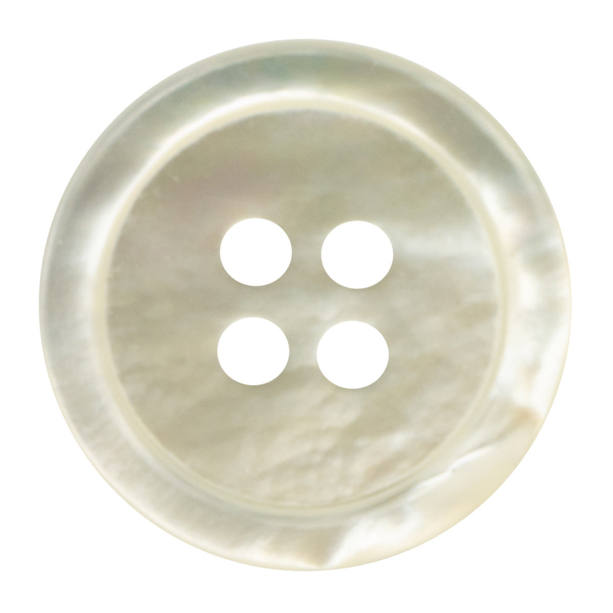 23mm natural off-white genuine shell button, four-hole front view