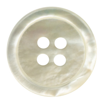 23mm natural off-white genuine shell button, four-hole front view