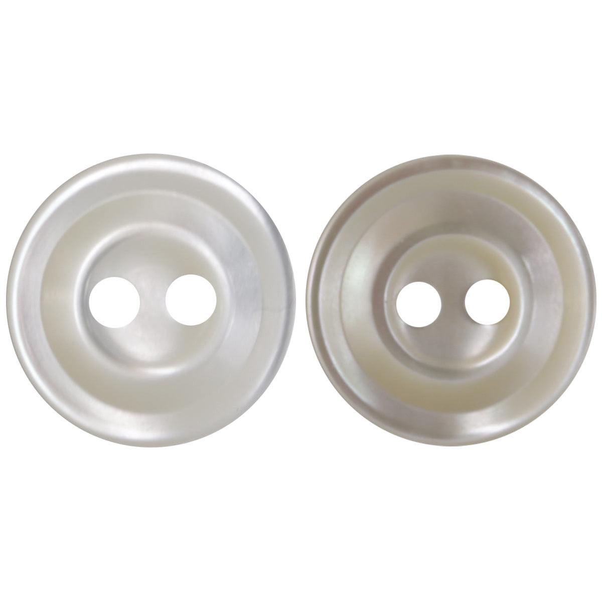 Beige 2-hole shell shirt button pair, round face with two openings