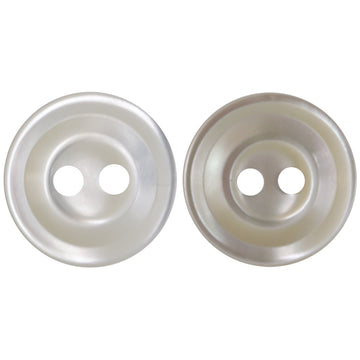 Beige 2-hole shell shirt button pair, round face with two openings