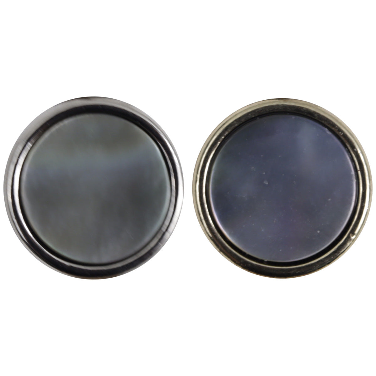 Metallknöpfe 11,5 mm mit Schalen-Einlage, schwarz, gold & silber (2 Stück)