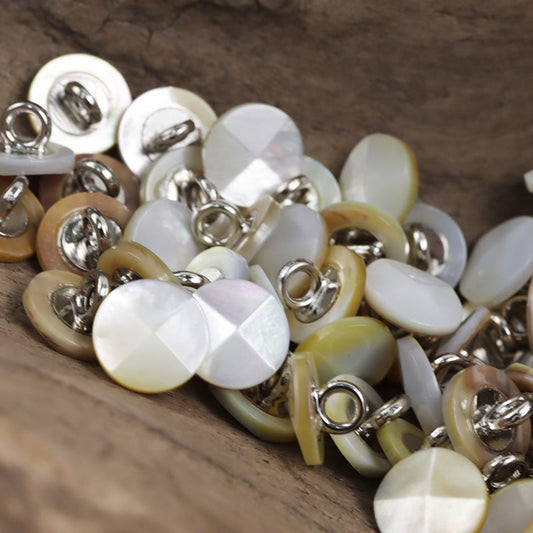 10mm Shell Buttons with Metal Shanks for Luxurious Silk Shirts Dresses 10pcs Beige Yellow