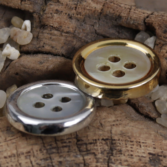 Natural Shell Buttons with Gold Silver Edges for Luxury Clothing 20PCS