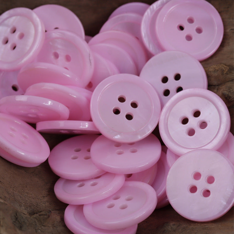 Rosa runde 4-Loch-Knöpfe, mehrere Stück, Naturmuschel