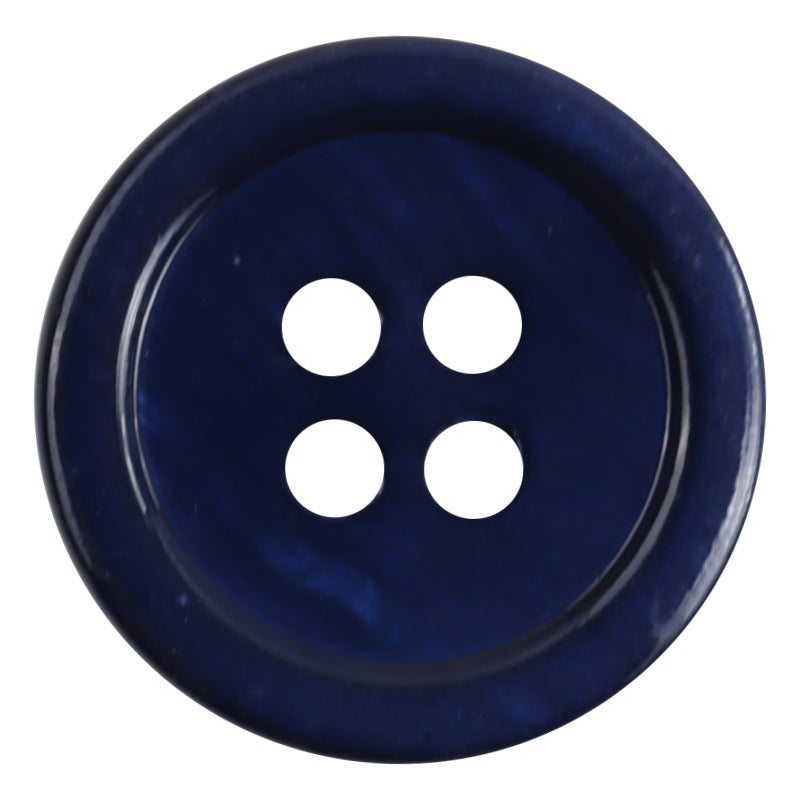 Round shell buttons, navy blue, 4-hole center for sewing and DIY craft set (10)