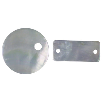 Round natural pearl shell button, single hole; iridescent gray-white finish