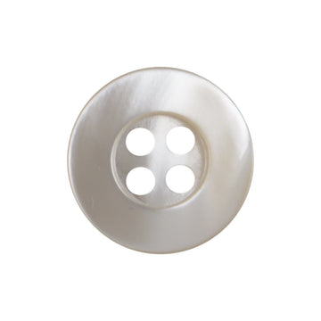 Natural beige shell flower-base button, 4-hole design, wide edge