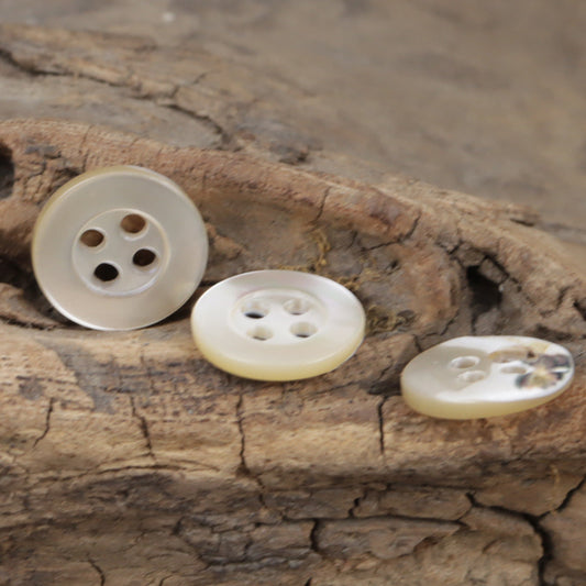 Wide-Edged Natural Beige Original Color Shell Flower Base Buttons 10pcs