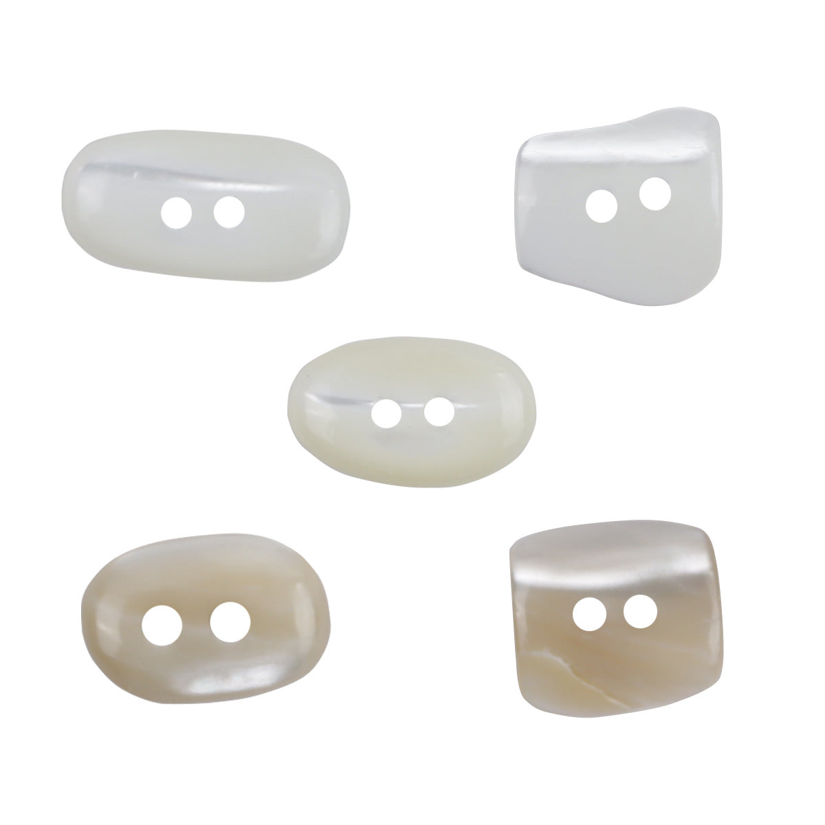 Irregular oval creamy white shirt buttons, 2-hole set (10 pcs)
