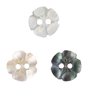 Petal-shaped 2-hole shell button, ivory/cream flower design